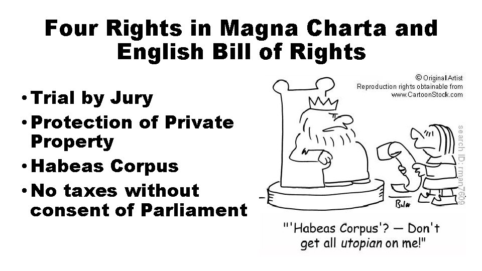 Four Rights in Magna Charta and English Bill of Rights • Trial by Jury