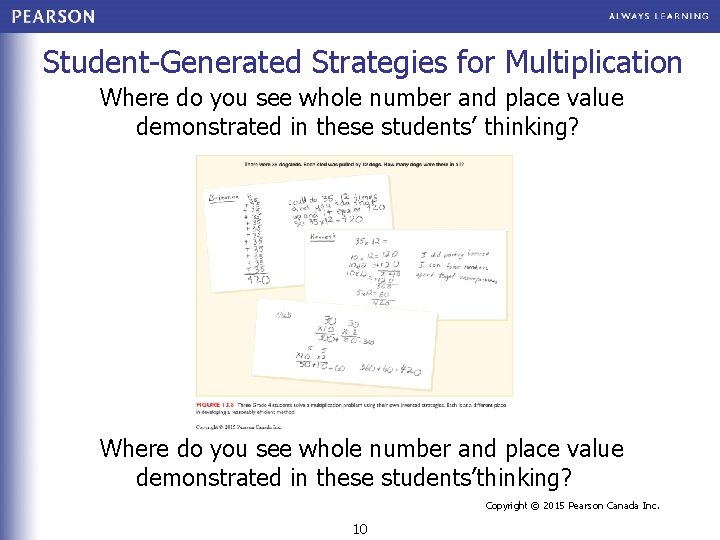 Student-Generated Strategies for Multiplication Where do you see whole number and place value demonstrated