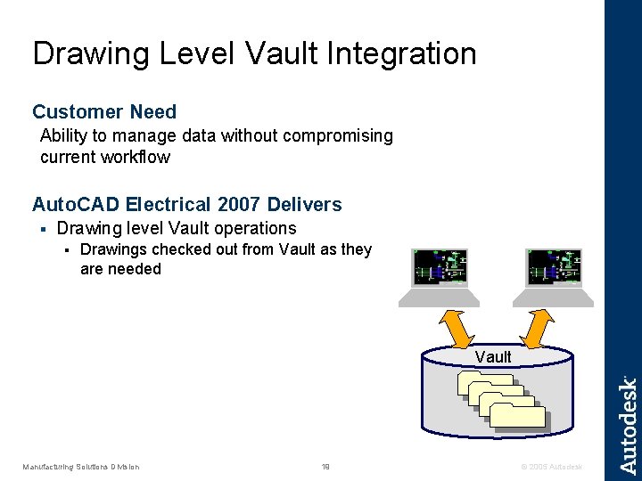 Drawing Level Vault Integration Customer Need Ability to manage data without compromising current workflow