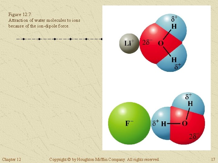 Figure 12. 7: Attraction of water molecules to ions because of the ion-dipole force.