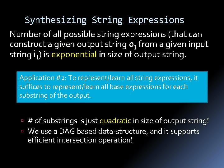 Synthesizing String Expressions Number of all possible string expressions (that can construct a given