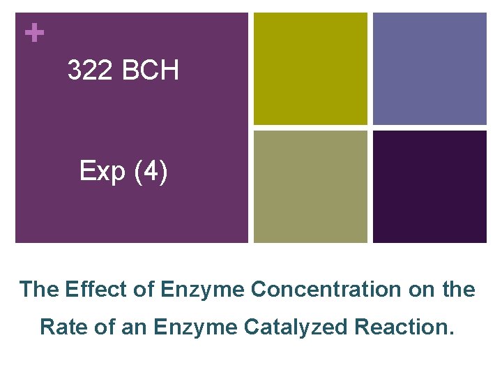 + 322 BCH Exp (4) The Effect of Enzyme Concentration on the Rate of