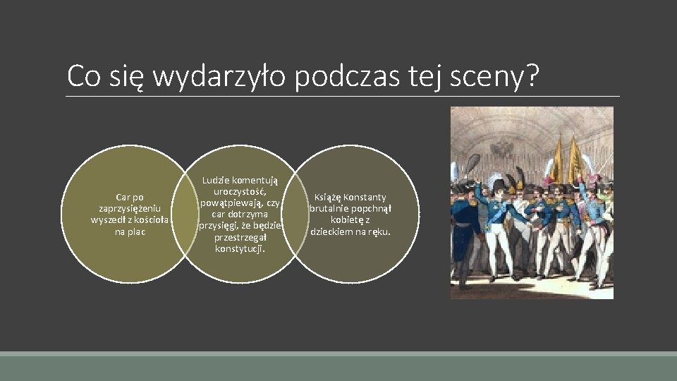 Co się wydarzyło podczas tej sceny? Car po zaprzysiężeniu wyszedł z kościoła na plac