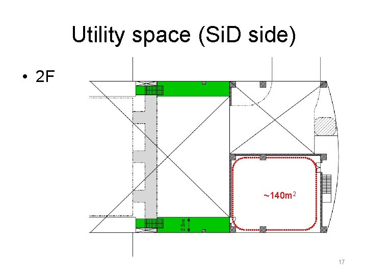Utility space (Si. D side) • 2 F ~140 m 2 17 