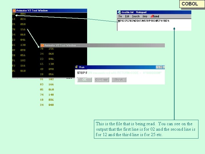 COBOL This is the file that is being read. You can see on the COBOL This is the file that is being read. You can see on the