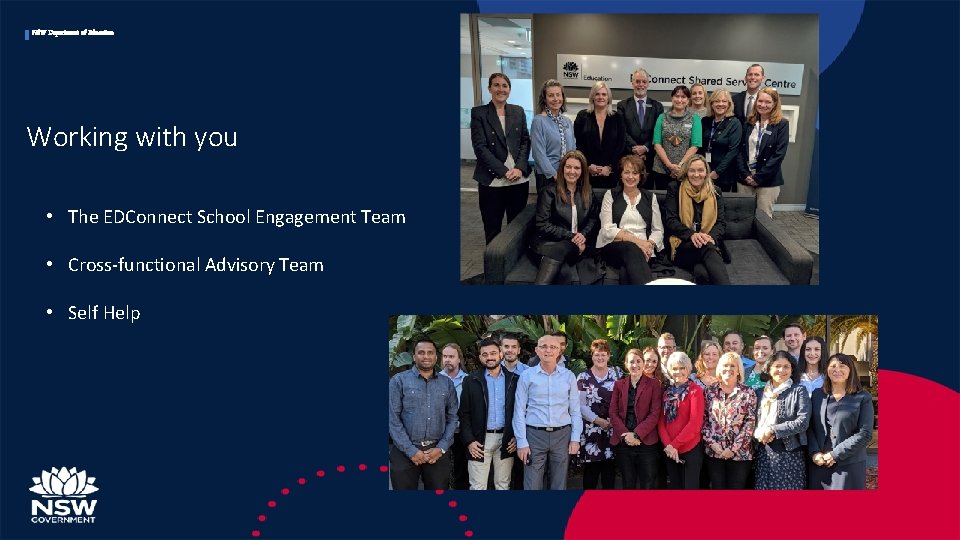 NSW Department of Education Working with you • The EDConnect School Engagement Team •