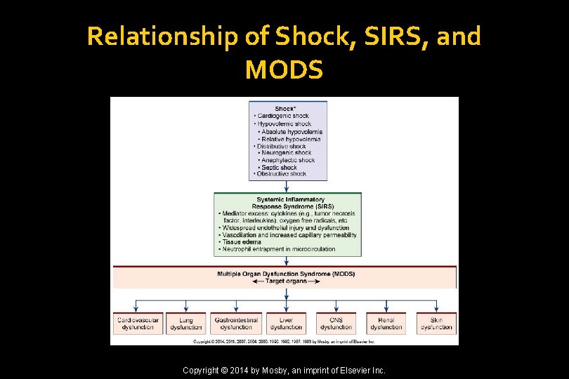 Relationship of Shock, SIRS, and MODS Copyright © 2014 by Mosby, an imprint of