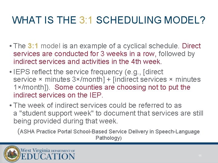 WHAT IS THE 3: 1 SCHEDULING MODEL? • The 3: 1 model is an