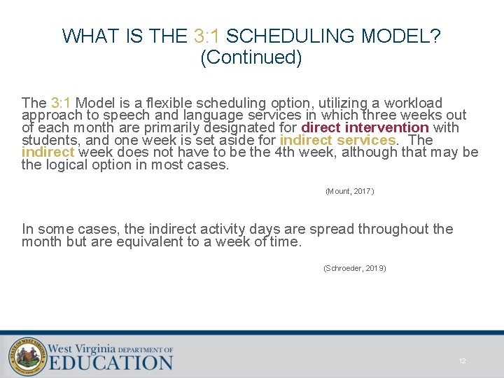 WHAT IS THE 3: 1 SCHEDULING MODEL? (Continued) The 3: 1 Model is a