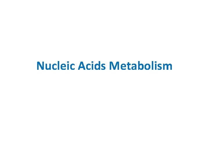 Nucleic Acids Metabolism 