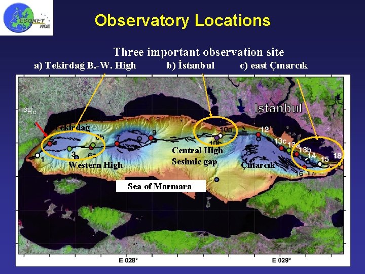 Observatory Locations Three important observation site a) Tekirdağ B. -W. High b) İstanbul c)