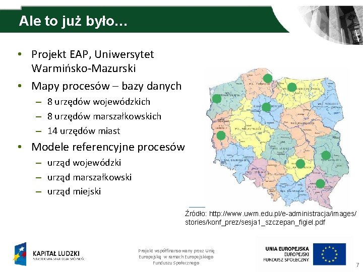 Ale to już było… • Projekt EAP, Uniwersytet Warmińsko-Mazurski • Mapy procesów – bazy