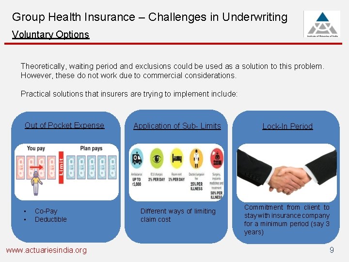 Group Health Insurance – Challenges in Underwriting Voluntary Options Theoretically, waiting period and exclusions