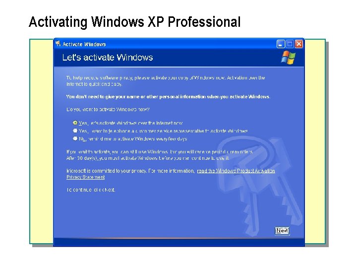 Activating Windows XP Professional Activating Windows XP Professional