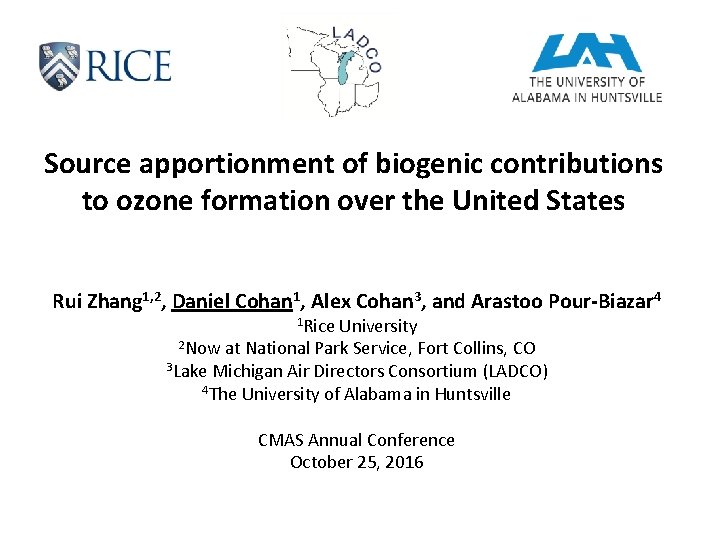 Source apportionment of biogenic contributions to ozone formation over the United States Rui Zhang