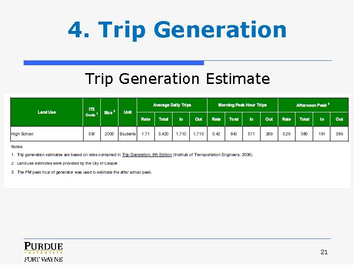 4. Trip Generation Estimate 21 