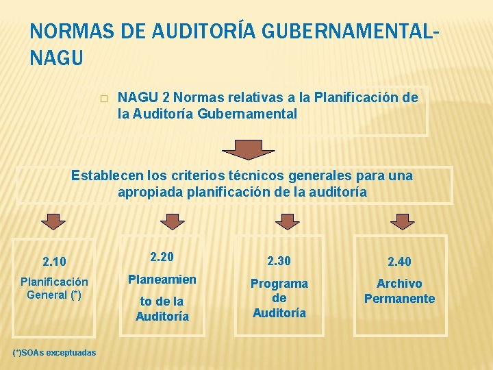 NORMAS DE AUDITORÍA GUBERNAMENTALNAGU � NAGU 2 Normas relativas a la Planificación de la