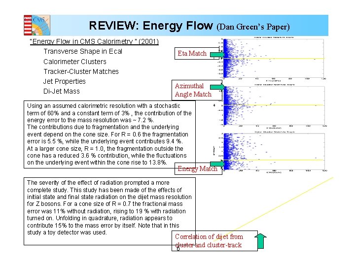 REVIEW: Energy Flow (Dan Green’s Paper) “Energy Flow in CMS Calorimetry ” (2001) Transverse