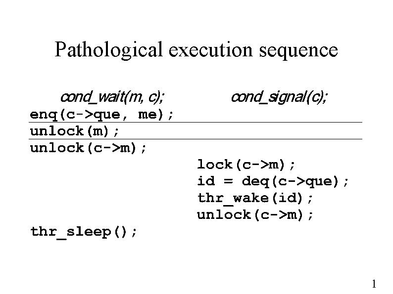 Pathological execution sequence 1 