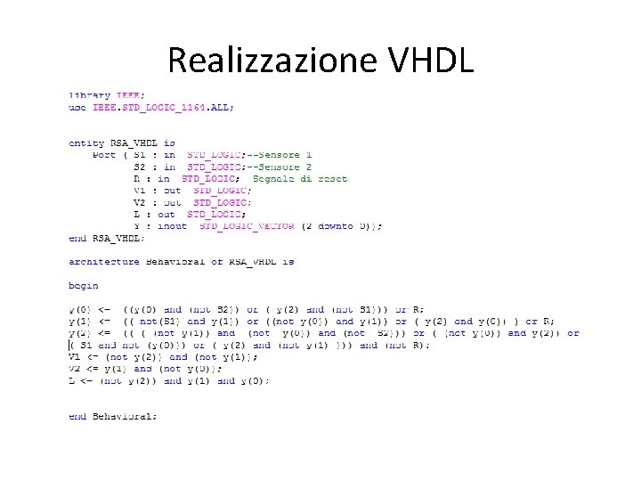 Realizzazione VHDL 