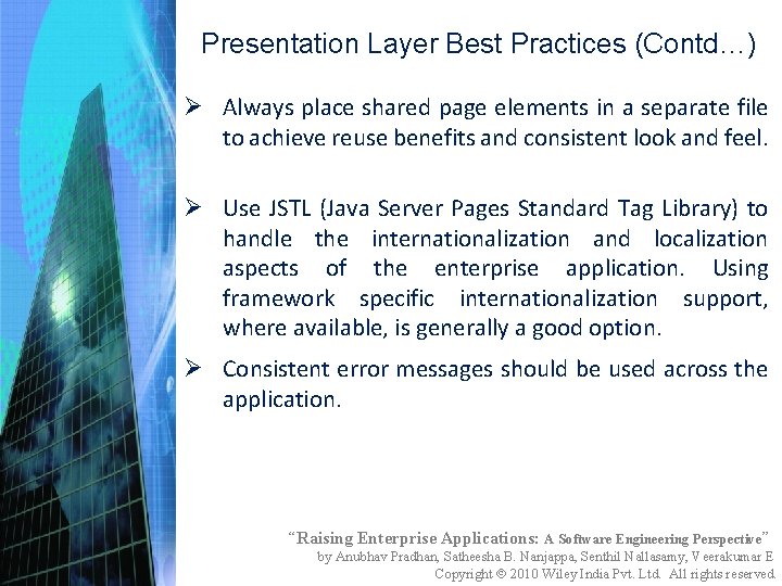 Presentation Layer Best Practices (Contd…) Ø Always place shared page elements in a separate