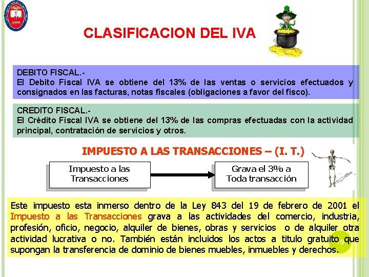 CLASIFICACION DEL IVA DEBITO FISCAL. El Debito Fiscal IVA se obtiene del 13% de