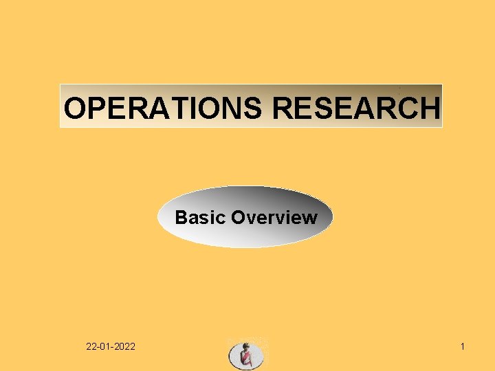 OPERATIONS RESEARCH Basic Overview 22 -01 -2022 1 