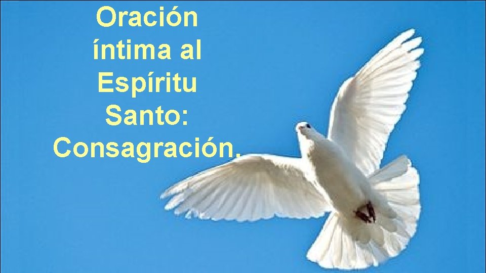 Oración íntima al Espíritu Santo: Consagración. 