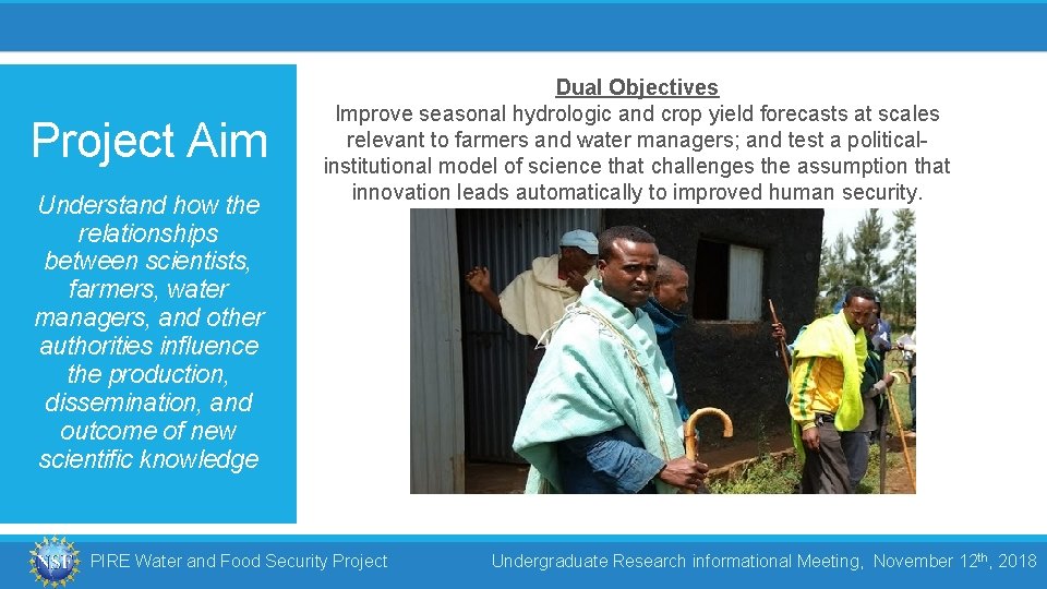 Project Aim Understand how the relationships between scientists, farmers, water managers, and other authorities