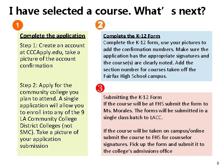 I have selected a course. What’s next? Complete the application Step 1: Create an