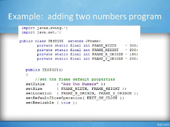 Example: adding two numbers program Nouf Almunyif 17 