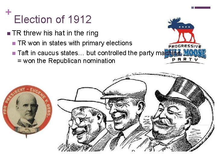+ Election of 1912 n TR threw his hat in the ring TR won