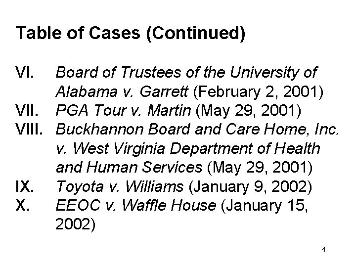 Table of Cases (Continued) VI. Board of Trustees of the University of Alabama v.