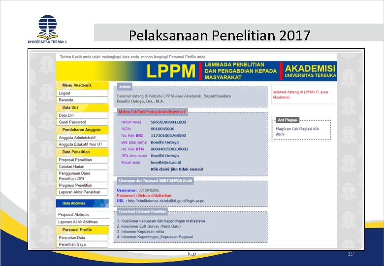 Pelaksanaan Penelitian 2017 -- kap -- 19 