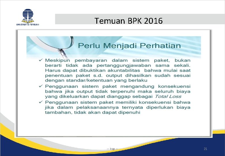 Temuan BPK 2016 -- kap -- 21 