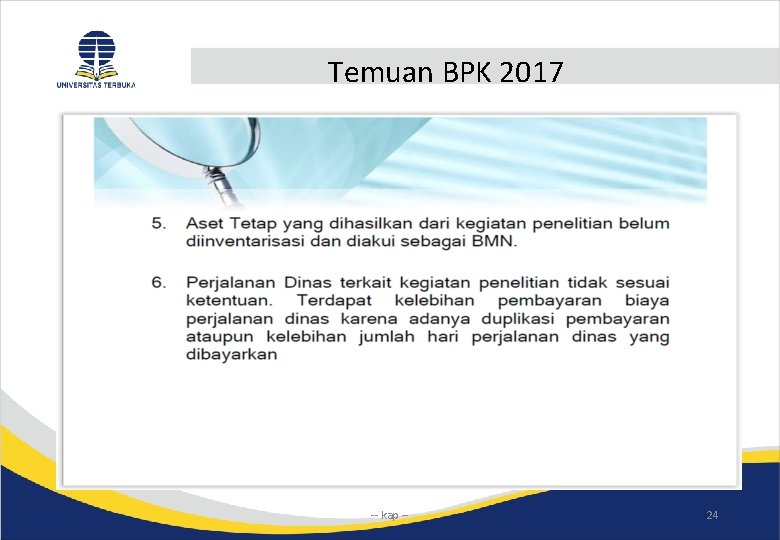 Temuan BPK 2017 -- kap -- 24 