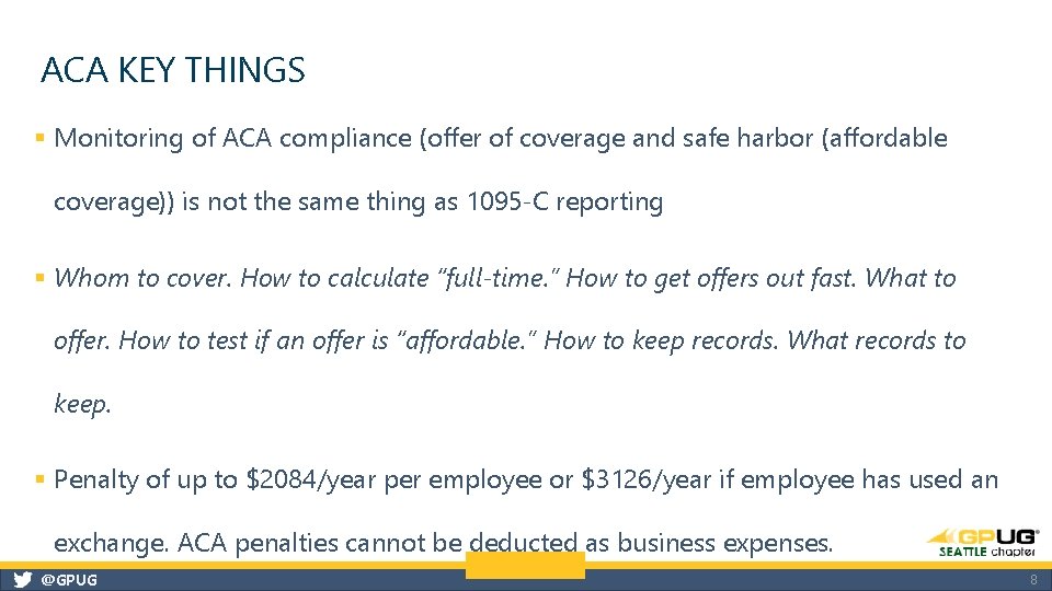 ACA AND YEAR END SETUP FOR ACA DECEMBER