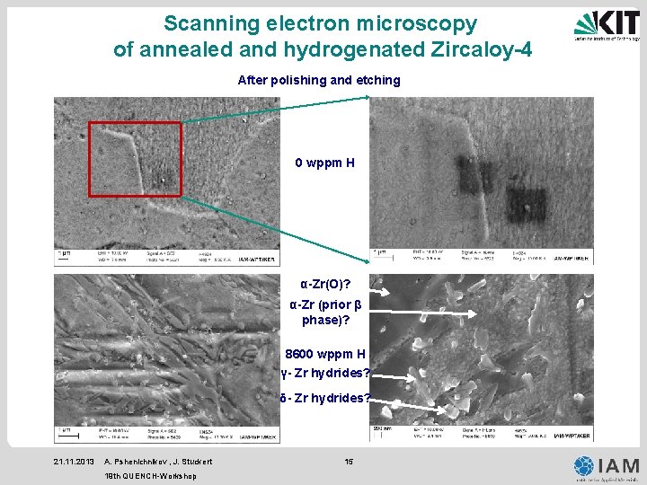 Scanning electron microscopy of annealed and hydrogenated Zircaloy-4 After polishing and etching 0 wppm