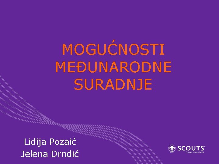 MOGUĆNOSTI MEĐUNARODNE SURADNJE Lidija Pozaić Jelena Drndić 