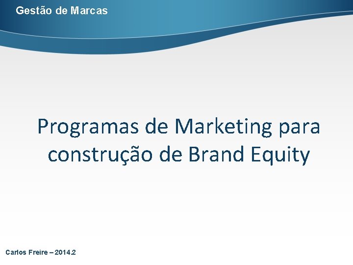 Gestão de Marcas Programas de Marketing para construção de Brand Equity Carlos Freire –