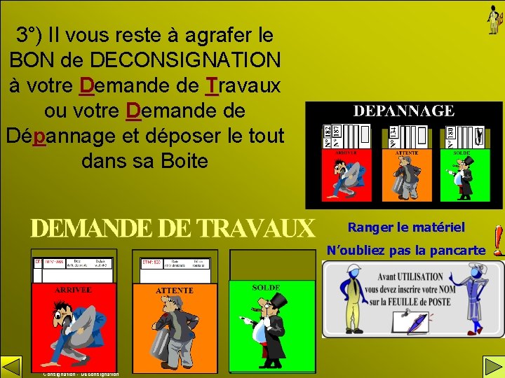 3°) Il vous reste à agrafer le BON de DECONSIGNATION à votre Demande de