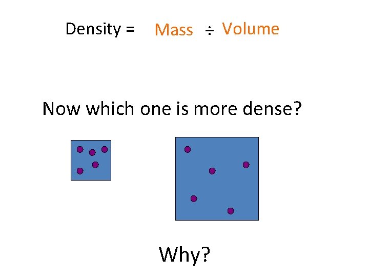 Density = Mass ÷ Volume Now which one is more dense? Why? 