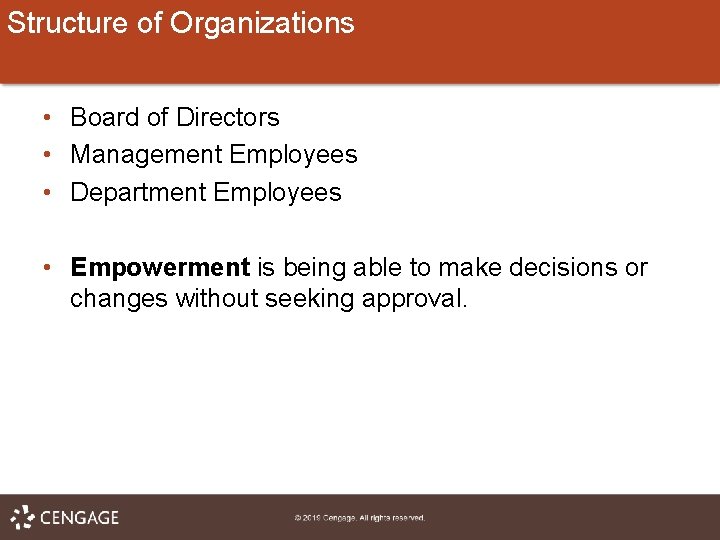 Structure of Organizations • Board of Directors • Management Employees • Department Employees •