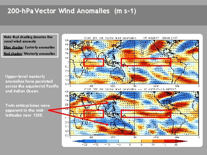 200 -h. Pa Vector Wind Anomalies (m s-1) Note that shading denotes the zonal