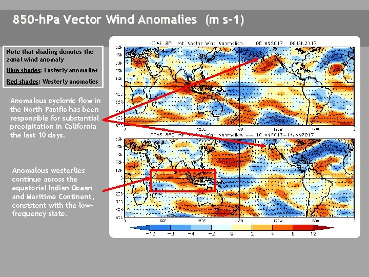 850 -h. Pa Vector Wind Anomalies (m s-1) Note that shading denotes the zonal