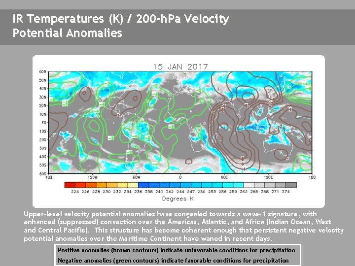 IR Temperatures (K) / 200 -h. Pa Velocity Potential Anomalies Upper-level velocity potential anomalies