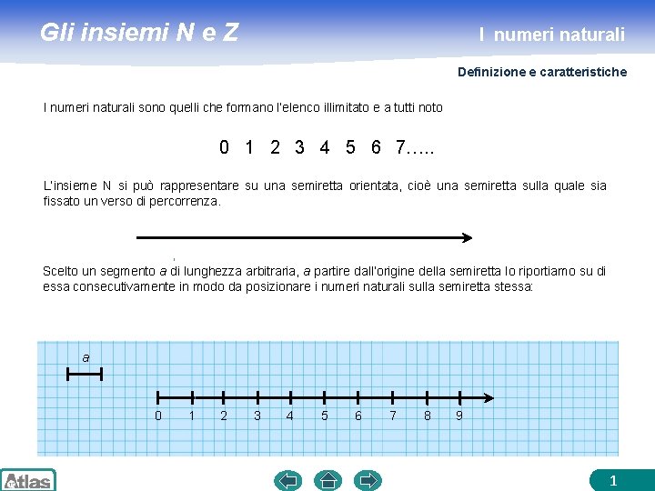 Gli insiemi N e Z I numeri naturali Definizione e caratteristiche I numeri naturali