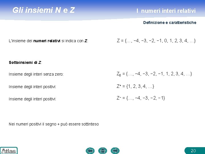 Gli insiemi N e Z I numeri interi relativi Definizione e caratteristiche L’insieme dei