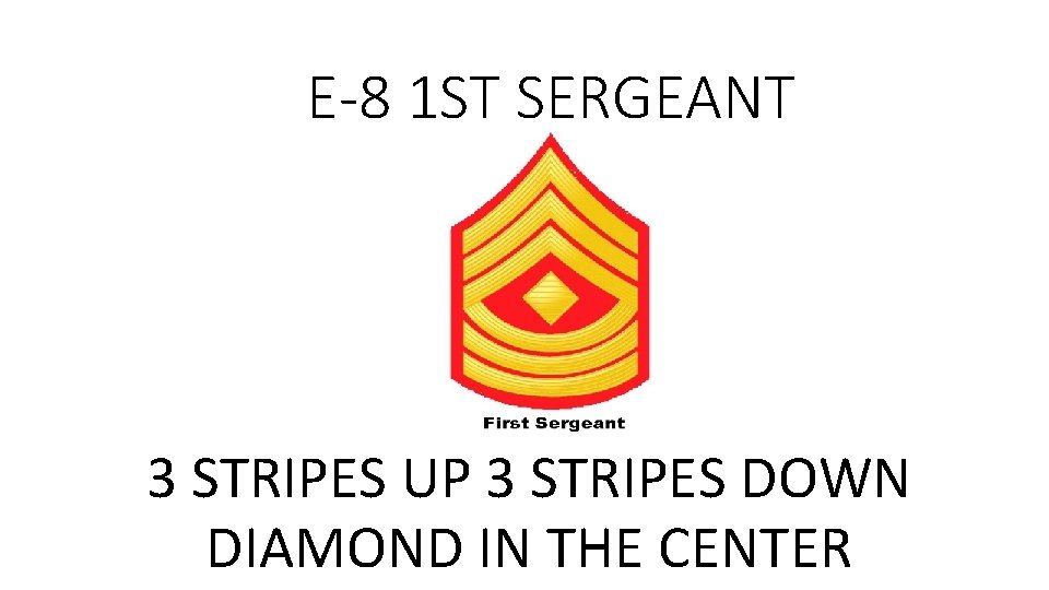E-8 1 ST SERGEANT 3 STRIPES UP 3 STRIPES DOWN DIAMOND IN THE CENTER