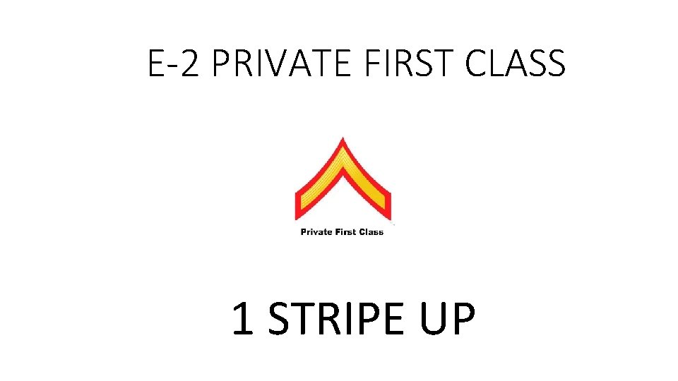 E-2 PRIVATE FIRST CLASS 1 STRIPE UP 
